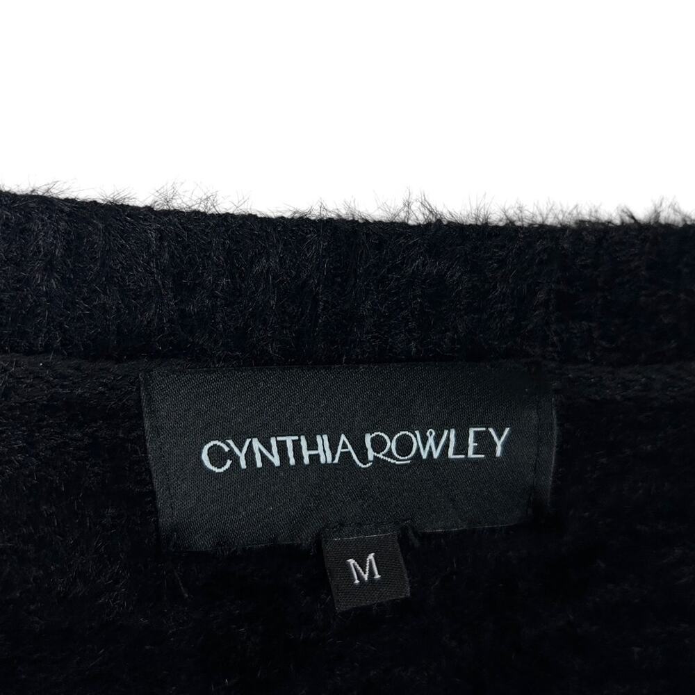 Cynthia Rowley Black Fuzzy Y2K Long Sleeve Multicolored Butterfly Cardigan M - Picture 7 of 8